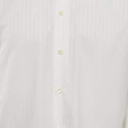 Ermenegildo Zegna White Stripe Cotton Regular Fit Shirt M