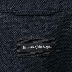Pre Owned Ermenegildo Zegna Navy Blue Cotton Pique Button Front Shirt XXL