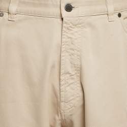 Ermenegildo Zegna Cream Cotton Drill Regular Fit Trousers 4XL
