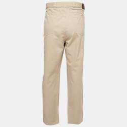 Ermenegildo Zegna Cream Cotton Drill Regular Fit Trousers 4XL