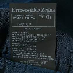 Ermenegildo Zegna Blue Linen Blend Single Breasted Blazer 4XL