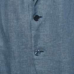 Ermenegildo Zegna Blue Linen Blend Single Breasted Blazer 4XL