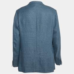 Ermenegildo Zegna Blue Linen Blend Single Breasted Blazer 4XL