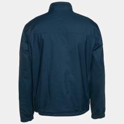 Pre Owned Ermenegildo Zegna Blue/Beige Nylon Zip-Up Reversible Jacket L