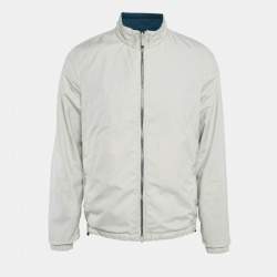 Pre Owned Ermenegildo Zegna Blue/Beige Nylon Zip-Up Reversible Jacket L
