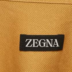 Pre Owned Zegna Chrome Yellow Jersey Long Sleeve Shirt M