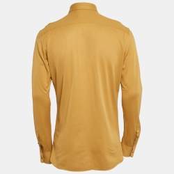 Pre Owned Zegna Chrome Yellow Jersey Long Sleeve Shirt M