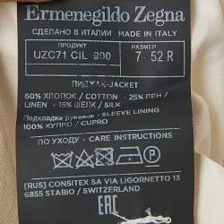Ermenegildo Zegna Off-White Cotton Blend Single Breasted Blazer XL