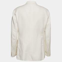 Ermenegildo Zegna Off-White Cotton Blend Single Breasted Blazer XL