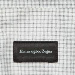 Ermenegildo Zegna White Check Pattern Cotton Tailored Fit Shirt M