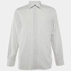 Ermenegildo Zegna White Check Pattern Cotton Tailored Fit Shirt M