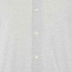 Ermenegildo Zegna White Check Pattern Cotton Tailored Fit Shirt M