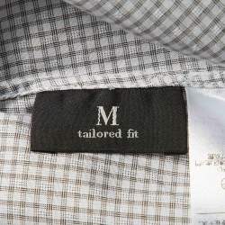 Ermenegildo Zegna White Check Pattern Cotton Tailored Fit Shirt M