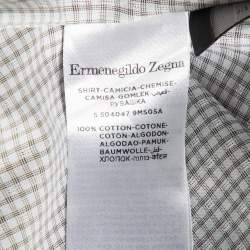 Ermenegildo Zegna White Check Pattern Cotton Tailored Fit Shirt M