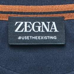 Pre Owned Ermenegildo Zegna Navy Cotton Jersey Crew Neck T-Shirt L