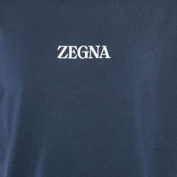 Pre Owned Ermenegildo Zegna Navy Cotton Jersey Crew Neck T-Shirt L