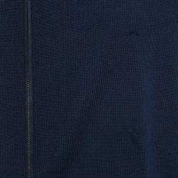 Pre Owned Ermenegildo Zegna Navy Blue Wool Zip-Up Cardigan L