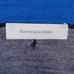Pre Owned Ermenegildo Zegna Navy Blue Wool Zip-Up Cardigan L