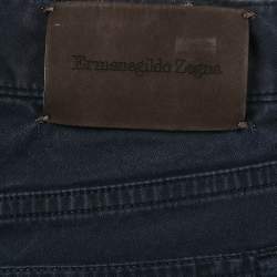 Ermenegildo Zegna Navy Blue Gabardine Straight Leg Tailored Fit Pants XL