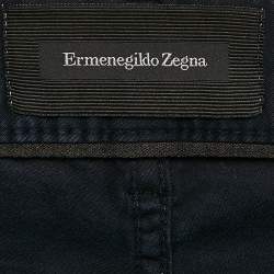 Ermenegildo Zegna Navy Blue Gabardine Straight Leg Tailored Fit Pants XL