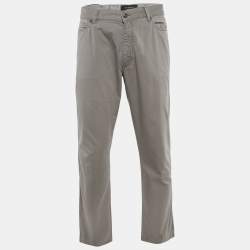 Pre Owned Ermenegildo Zegna Light Brown Cotton Jeans XL Waist 36"