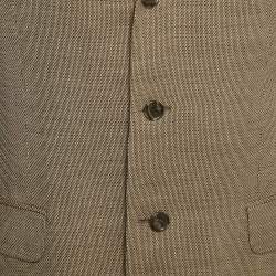 Ermenegildo Zegna Beige Patterned Cotton Blend Single Breasted Blazer L