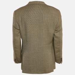 Ermenegildo Zegna Beige Patterned Cotton Blend Single Breasted Blazer L
