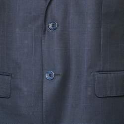Ermenegildo Zegna Navy Blue Plaid Wool Traveller Pants Suit L