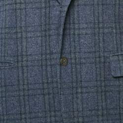 Pre Owned Ermenegildo Zegna Su Misura Blue Plaid Wool Blazer L