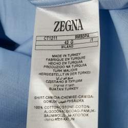Ermenegildo Zegna Blue Cotton Button Front Shirt XXL