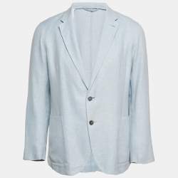Ermenegildo Zegna Blue Linen Regular Fit Crossover Blazer L