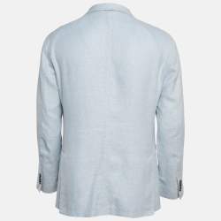 Ermenegildo Zegna Blue Linen Regular Fit Crossover Blazer L