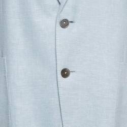 Ermenegildo Zegna Blue Linen Regular Fit Crossover Blazer L