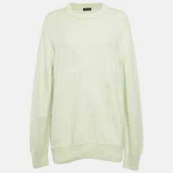 Zegna Green Rib Knit Crewneck Sweater L