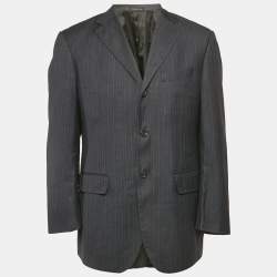 Ermenegildo Zegna Vintage Navy Blue Striped Wool Regular Fit Blazer L