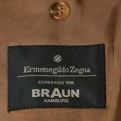 Ermenegildo Zegna Beige Silk & Cashmere Button Front Blazer XL