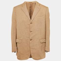 Ermenegildo Zegna Beige Silk & Cashmere Button Front Blazer XL