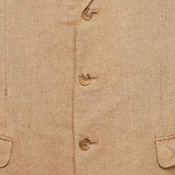 Ermenegildo Zegna Beige Silk & Cashmere Button Front Blazer XL