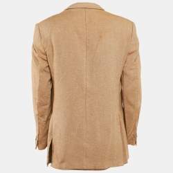 Ermenegildo Zegna Beige Silk & Cashmere Button Front Blazer XL
