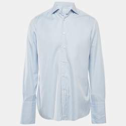 Ermenegildo Zegna Blue Cotton Full Sleeve Shirt L