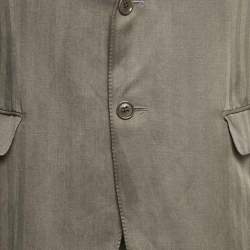 Pre Owned Ermenegildo Zegna Grey Patterned Linen Blend Suit L