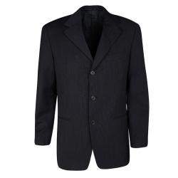 Pre Owned بليزر ايرمنيجيلدو زينيا منقوش صوف كحلي ناعم M