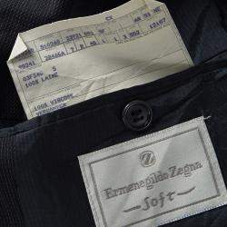 Pre Owned بليزر ايرمنيجيلدو زينيا منقوش صوف كحلي ناعم M