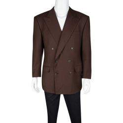 Pre Owned Ermenegildo Zegna By Mientus Brown Wool Cashmere Double Breasted Blazer L