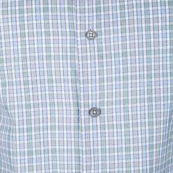 Ermenegildo Zegna Multicolor Checked Long Sleeve Button Front Shirt M