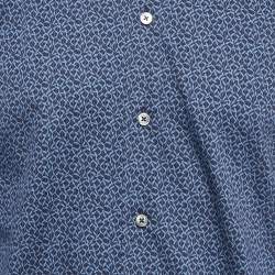 Pre Owned Ermenegildo Zegna Blue Printed Cotton Shirt M