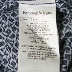 Pre Owned Ermenegildo Zegna Blue Printed Cotton Shirt M