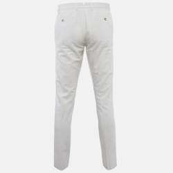 Pre Owned Ermenegildo Zegna Off White Cotton Linen Blend Formal Trousers M