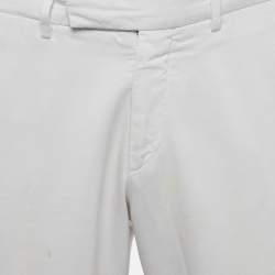 Pre Owned Ermenegildo Zegna Off White Cotton Linen Blend Formal Trousers M
