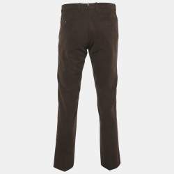 Pre Owned Ermenegildo Zegna Brown Gabardine Cotton Trousers M